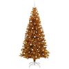 vidaXL Sapin de No&euml;l avec 300 LED avec support Dor&eacute; 240 cm PET