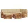 vidaXL Ensemble de canap&eacute;s d'ext&eacute;rieur 7 pc Naturel et Beige Polyester