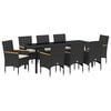 vidaXL Ensemble de salle &agrave; manger pour jardin 9 pc Noir polyrotin