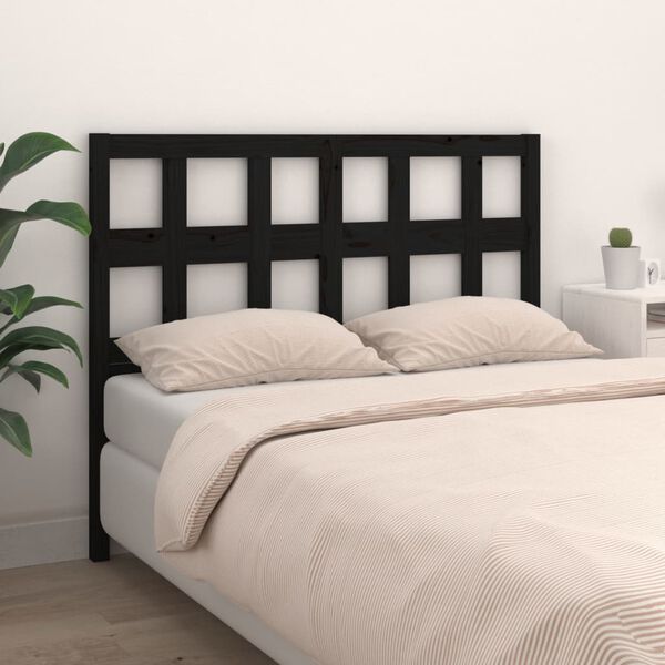 vidaXL T&ecirc;te de lit Noir 165,5x4x100 cm Bois massif de pin
