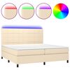 vidaXL Sommier &agrave; lattes de lit et matelas et LED Cr&egrave;me 200x200cm Tissu