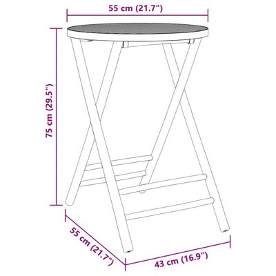 vidaXL Table de jardin pliable Ø45x45 cm bambou