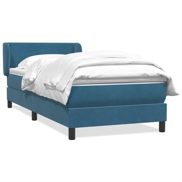 vidaXL Sommier &agrave; lattes de lit et matelas bleu fonc&eacute; 80x210 cm velours