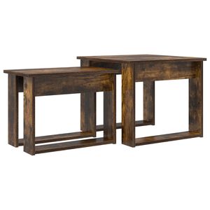 vidaXL Ensemble de tables basses 2 pc Ch&ecirc;ne fum&eacute; 50 x 52 x 42 cm