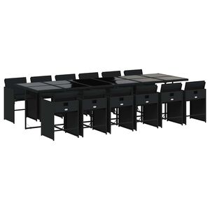 vidaXL Ensemble &agrave; manger de jardin 13 pcs coussins noir r&eacute;sine tress&eacute;e