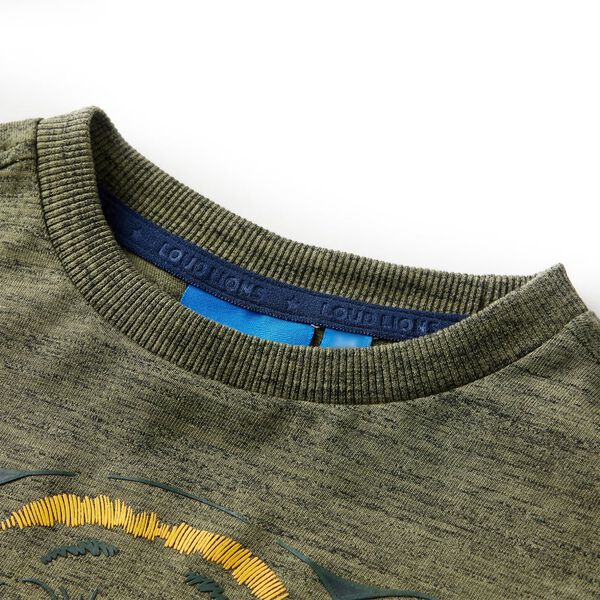 T-shirt enfants &agrave; manches longues kaki m&eacute;lang&eacute; 92