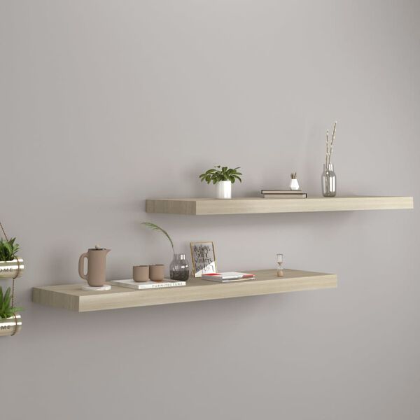 vidaXL &Eacute;tag&egrave;res murales flottantes 2 pcs ch&ecirc;ne 90x23,5x3,8 cm MDF