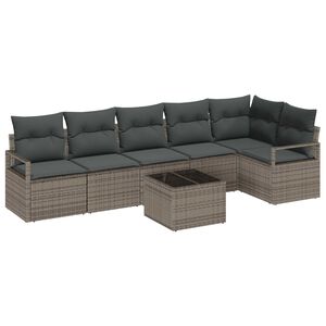 vidaXL Ensemble de canap&eacute; de jardin 7 pc Gris clair polyrotin