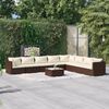 vidaXL Salon de jardin 9 pcs avec coussins R&eacute;sine tress&eacute;e Marron