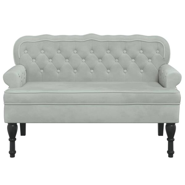 vidaXL Banc avec dossier Gris clair 119,5 x 64,5 x 75 cm Velours