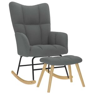 vidaXL Chaise &agrave; bascule avec repose-pied Gris fonc&eacute; Tissu