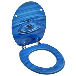vidaXL Si&egrave;ge de toilette avec couvercle MDF Bleu Gouttes d'eau