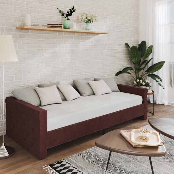 vidaXL Lit avec matelas et &eacute;clairage USB Violet Tissu 90x200 cm