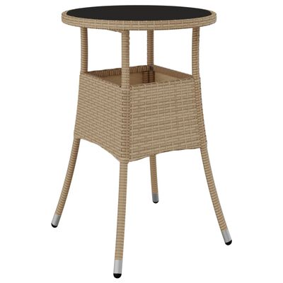 vidaXL Ensemble à manger de jardin et coussins 3 pcs beige rotin verre