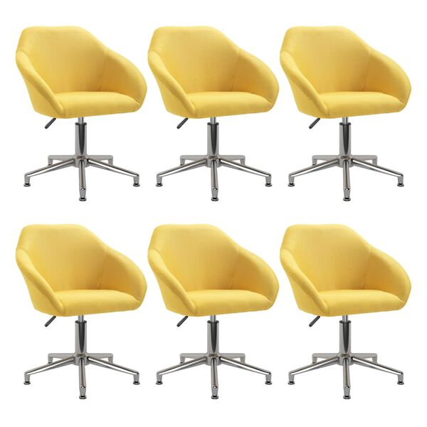 vidaXL Chaises pivotantes &agrave; manger lot de 6 jaune tissu