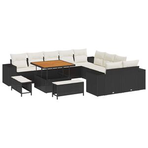vidaXL Ensemble de canap&eacute; de jardin 13 pc Noir polyrotin