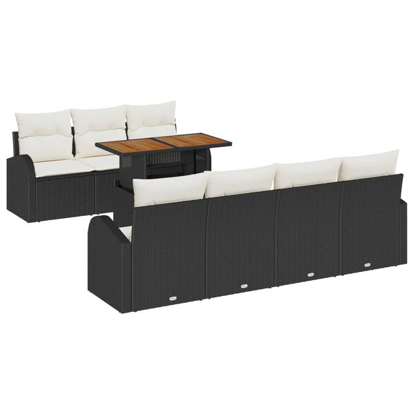 vidaXL Ensemble de canap&eacute; de jardin 8 pcs Noir Poly rotin