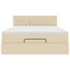 vidaXL Lit ottoman avec matelas cr&egrave;me 140x200 cm tissu
