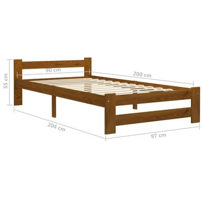 vidaXL Cadre de lit sans matelas Marron miel Bois pin massif 90x200 cm