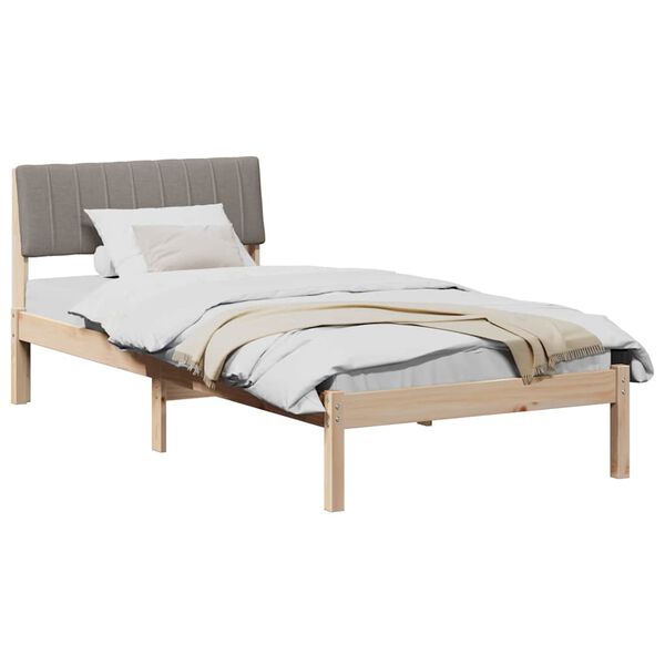 vidaXL Cadre de lit Marron et taupe 90 x 200 cm Bois massif en pin
