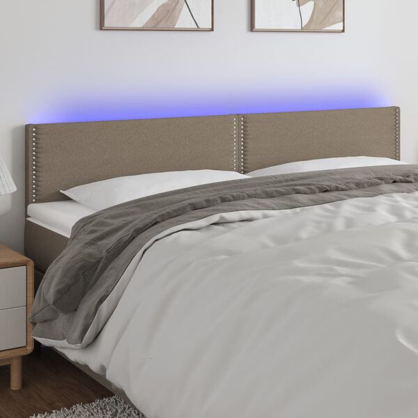 vidaXL T&ecirc;te de lit &agrave; LED Taupe 180x5x78/88 cm Tissu