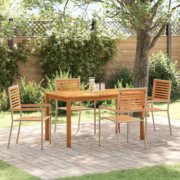 vidaXL Ensemble de salle &agrave; manger pour jardin 5 pcs Beige