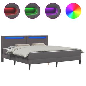 vidaXL Cadre de lit avec bandes LED Gris 180 x 200 cm Simili cuir