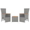 vidaXL Ensemble de salon de jardin 3 pcs gris poly rotin et acacia