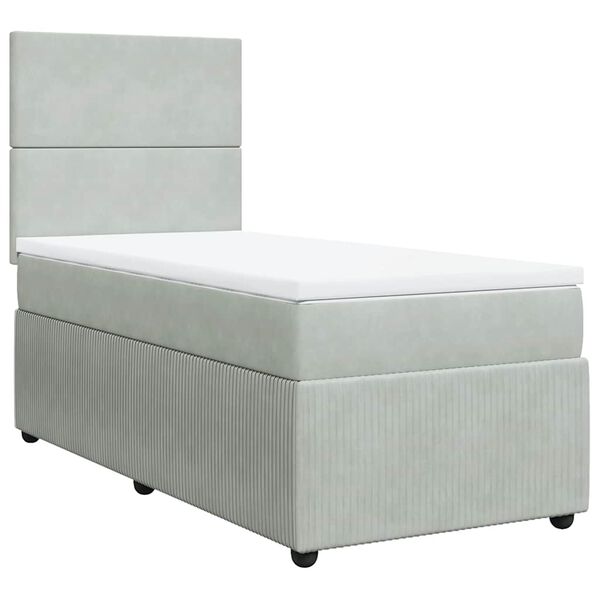 vidaXL Sommier &agrave; lattes de lit et matelas Gris clair 100x200cm Velours