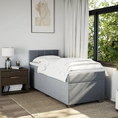 vidaXL Sommier à lattes de lit avec matelas Gris clair 100x200cm Tissu