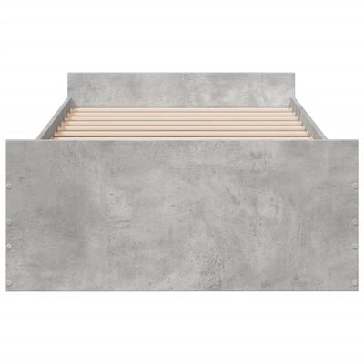 vidaXL Cadre de lit avec tiroirs sans matelas gris béton 75x190 cm