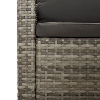 vidaXL Salon de jardin 9 pcs avec coussins Gris Résine tressée