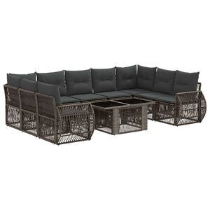 vidaXL Ensemble de canap&eacute; de jardin 10 pc Gris et Gris fonc&eacute; polyrotin
