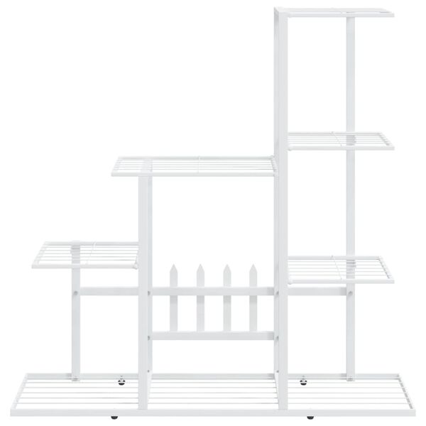 vidaXL Support pour plantes 94,5x25x88 cm Blanc M&eacute;tal