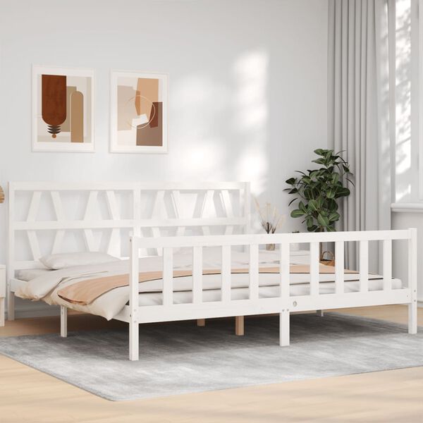 vidaXL Cadre de lit sans matelas blanc bois massif de pin