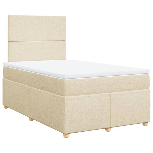 vidaXL Sommier &agrave; lattes de lit avec matelas cr&egrave;me 120x190 cm tissu