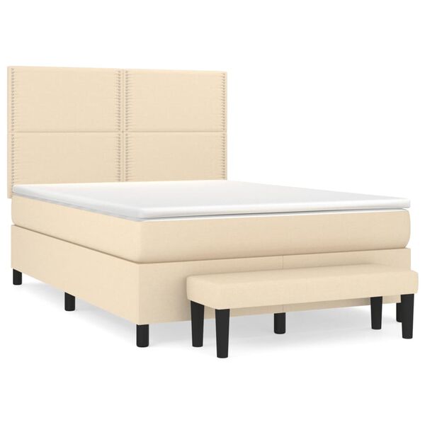 vidaXL Sommier &agrave; lattes de lit avec matelas Cr&egrave;me 140x190 cm Tissu