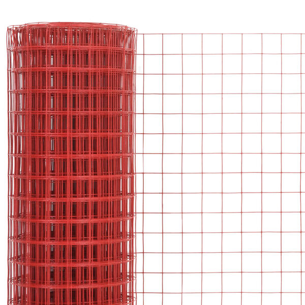 vidaXL Grillage Acier avec rev&ecirc;tement en PVC 10x1 m Rouge