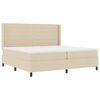 vidaXL Lit &agrave; ressorts avec matelas Cr&egrave;me 200 x 200 cm tissu