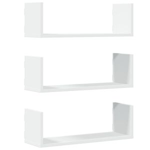 vidaXL &Eacute;tag&egrave;res murales 3 pcs blanc 58x18x18 cm bois d'ing&eacute;nierie