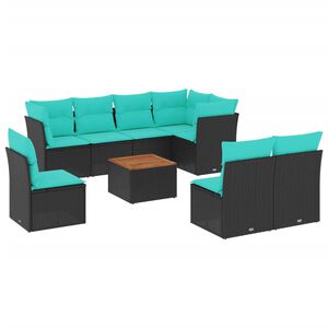 vidaXL Salon de jardin 9 pcs avec coussins noir r&eacute;sine tress&eacute;e