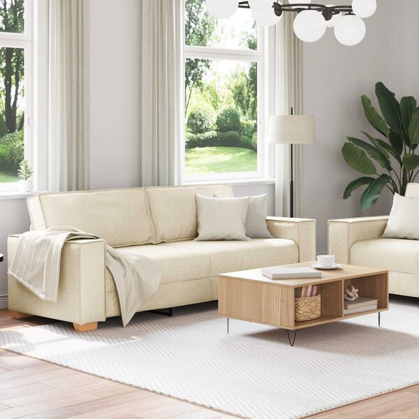 vidaXL Canap&eacute; 2 pcs Beige 220 x 80 x 84 cm Tissu en lin m&eacute;lang&eacute;