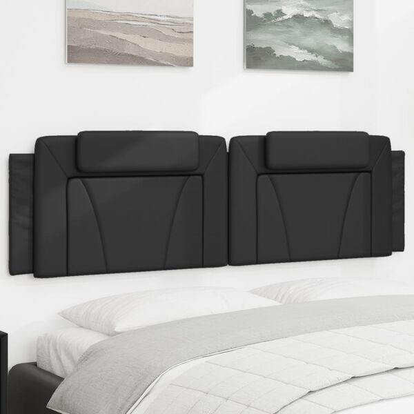 vidaXL Coussin de t&ecirc;te de lit Viana noir 180 cm similicuir