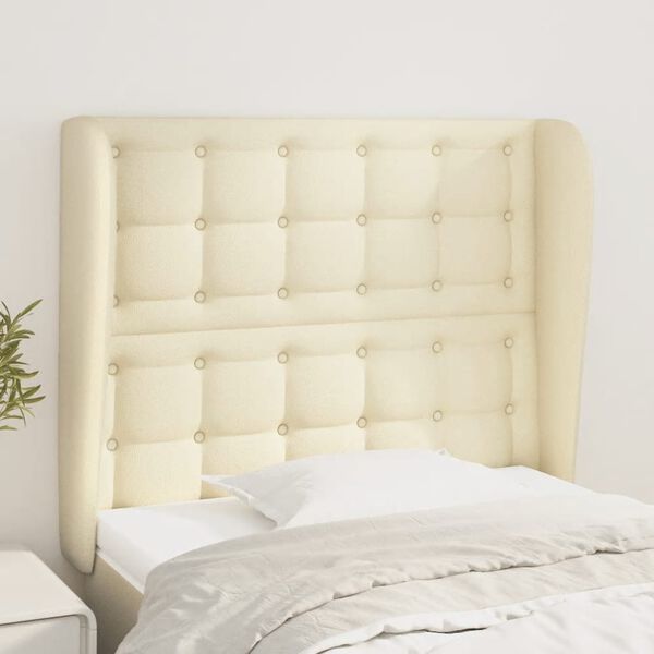 vidaXL T&ecirc;te de lit avec oreilles Cr&egrave;me 103x23x118/128 cm Similicuir