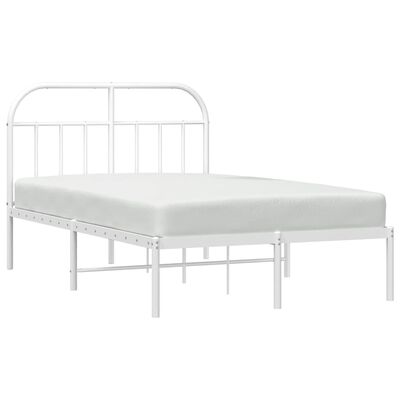 vidaXL Cadre de lit métal sans matelas et tête de lit blanc 135x190 cm