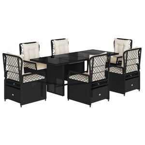 vidaXL Ensemble &agrave; manger de jardin et coussins 7 pcs marron rotin