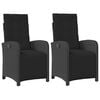 vidaXL Chaises inclinables de jardin lot de 2 repose-pied noir rotin