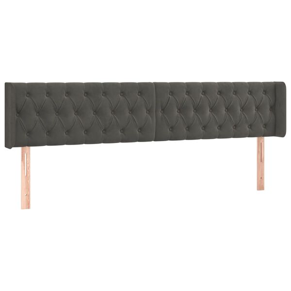vidaXL T&ecirc;te de lit &agrave; LED Gris fonc&eacute; 183x16x78/88 cm Velours