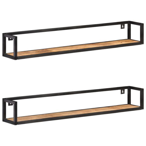 vidaXL &Eacute;tag&egrave;res murales 2 pcs 120 cm Bois de manguier brut