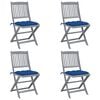 vidaXL Chaises pliantes 4 pi&egrave;ces avec coussins en bois d'acacia massif